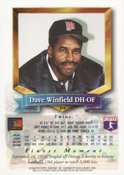 Dave Winfield  baseball card collectible - Main Image 2