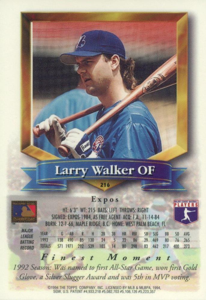 Larry Walker  baseball card collectible - Main Image 2