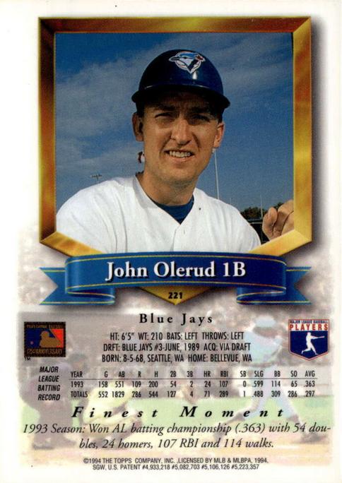 John Olerud  baseball card collectible - Main Image 2
