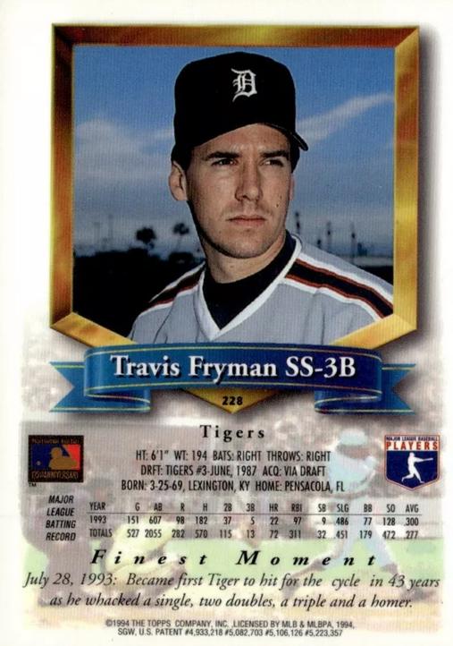 Travis Fryman  baseball card collectible - Main Image 2