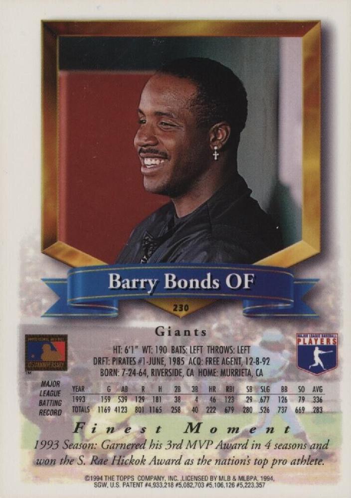 Barry Bonds  baseball card collectible - Main Image 2