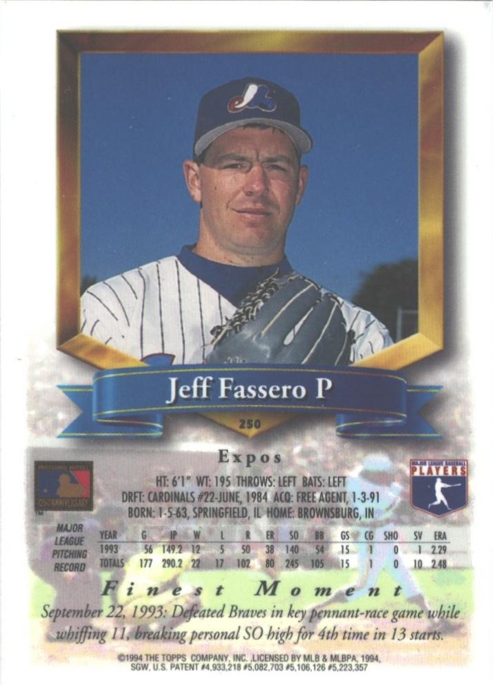 Jeff Fassero  baseball card collectible - Main Image 2