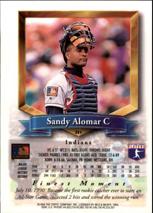 Sandy Alomar  baseball card collectible - Main Image 2