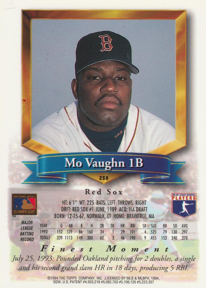 Mo Vaughn  baseball card collectible - Main Image 2