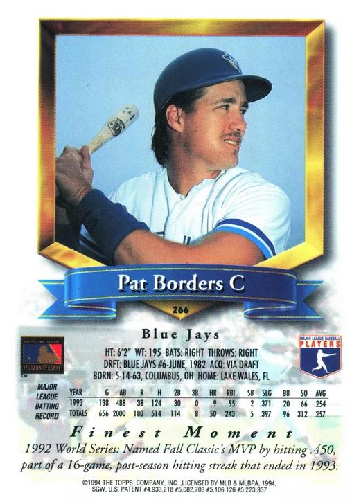 Pat Borders  baseball card collectible - Main Image 2
