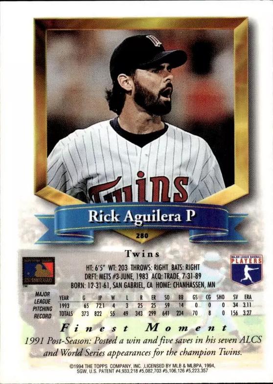 Rick Aguilera  baseball card collectible - Main Image 2
