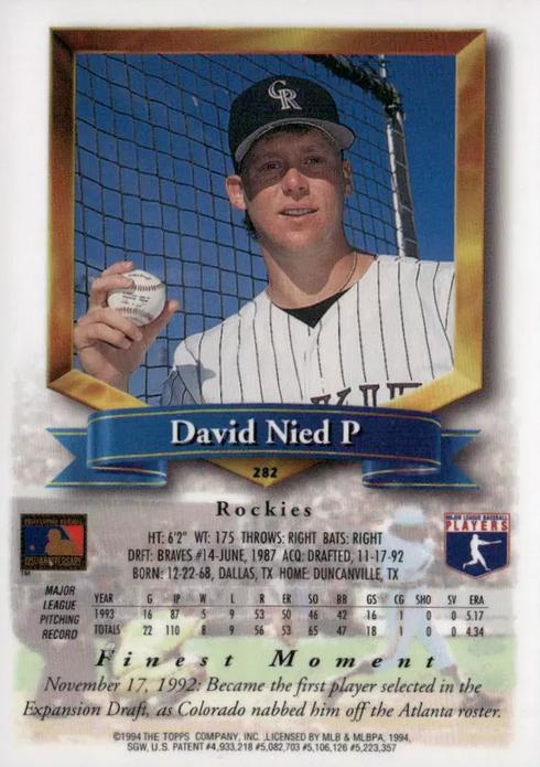David Nied  baseball card collectible - Main Image 2