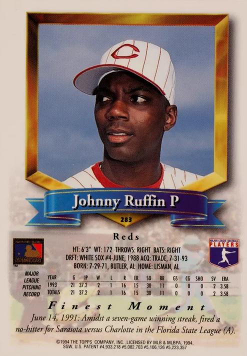 Johnny Ruffin  baseball card collectible - Main Image 2