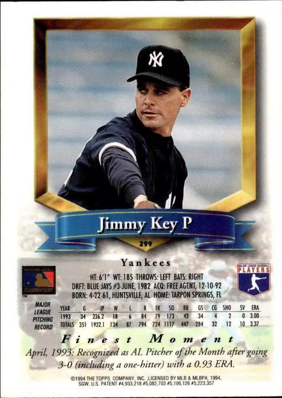 Jimmy Key  baseball card collectible - Main Image 2