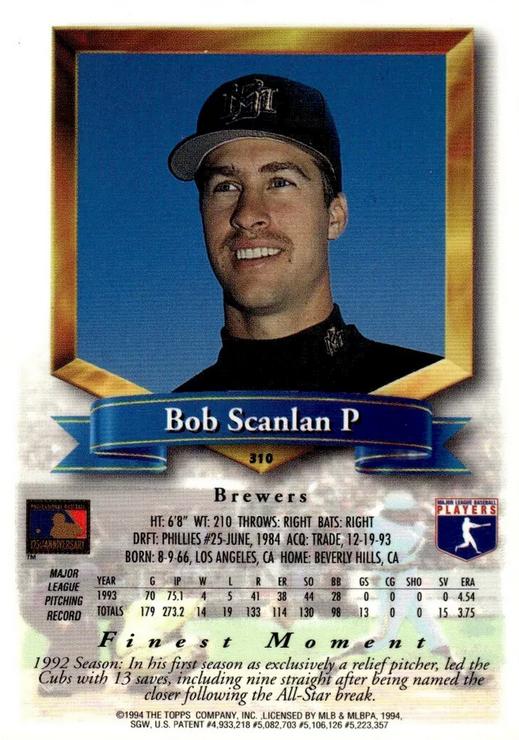 Bob Scanlan  baseball card collectible - Main Image 2