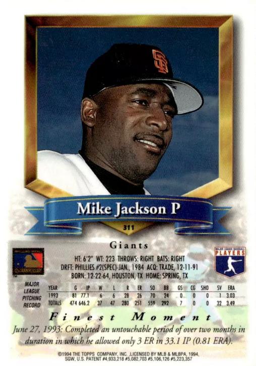 Mike Jackson  baseball card collectible - Main Image 2