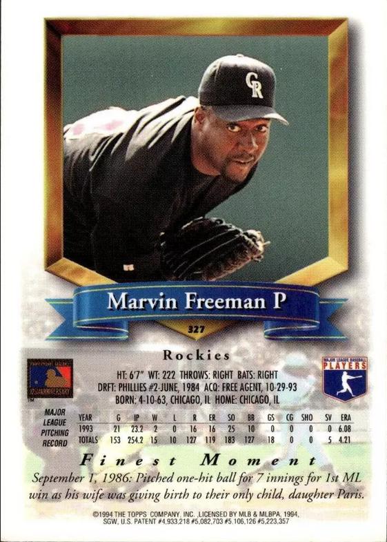 Marvin Freeman  baseball card collectible - Main Image 2