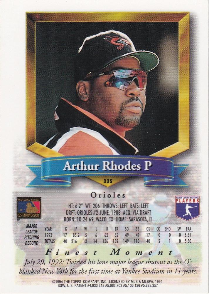 Arthur Rhodes  baseball card collectible - Main Image 2