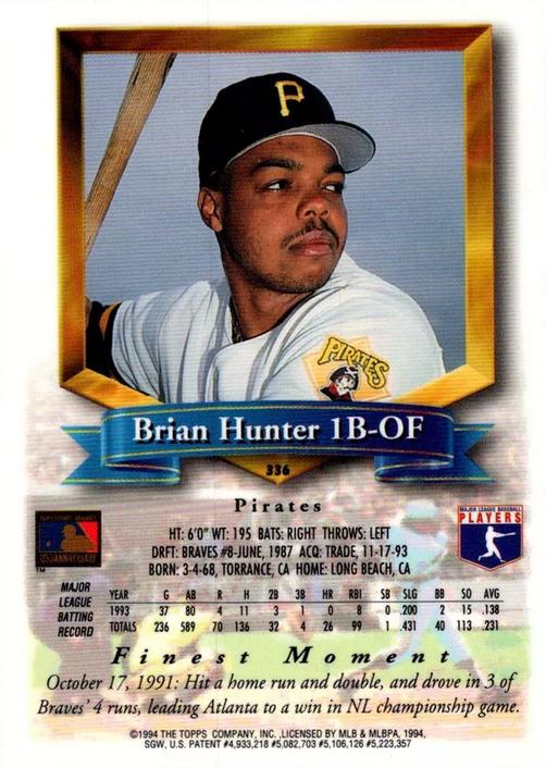 Brian Hunter  baseball card collectible - Main Image 2