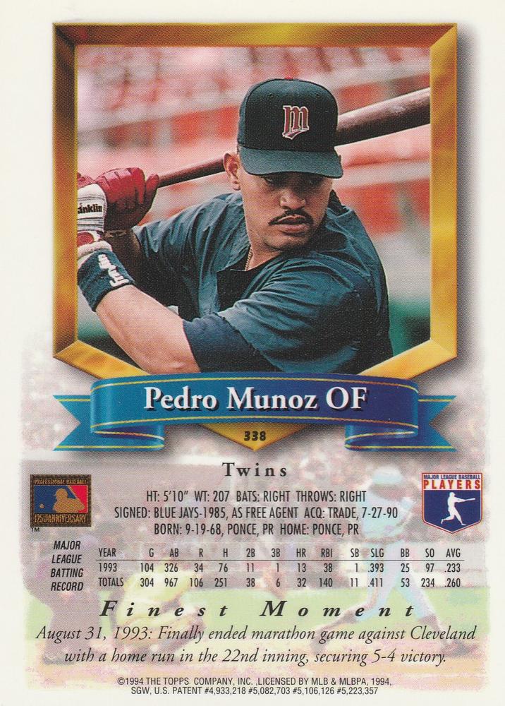 Pedro Munoz  baseball card collectible - Main Image 2
