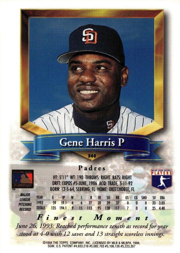 Gene Harris  baseball card collectible - Main Image 2