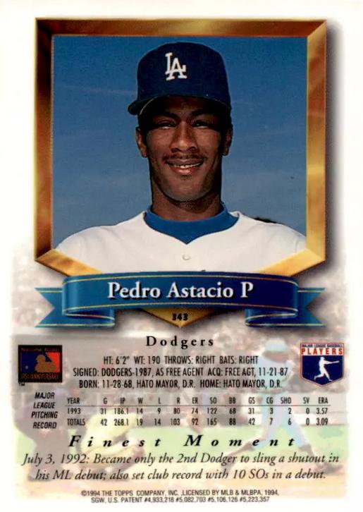 Pedro Astacio  baseball card collectible - Main Image 2