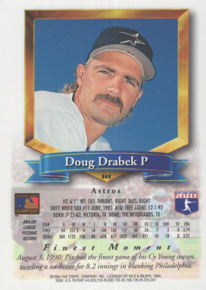Doug Drabek  baseball card collectible - Main Image 2