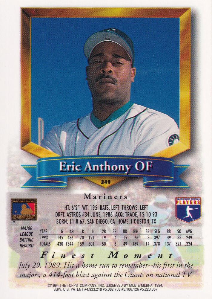 Eric Anthony  baseball card collectible - Main Image 2