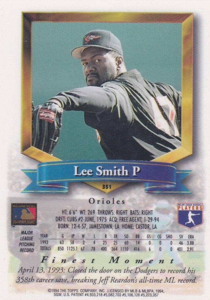 Lee Smith  baseball card collectible - Main Image 2