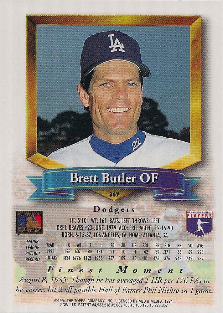 Brett Butler  baseball card collectible - Main Image 2
