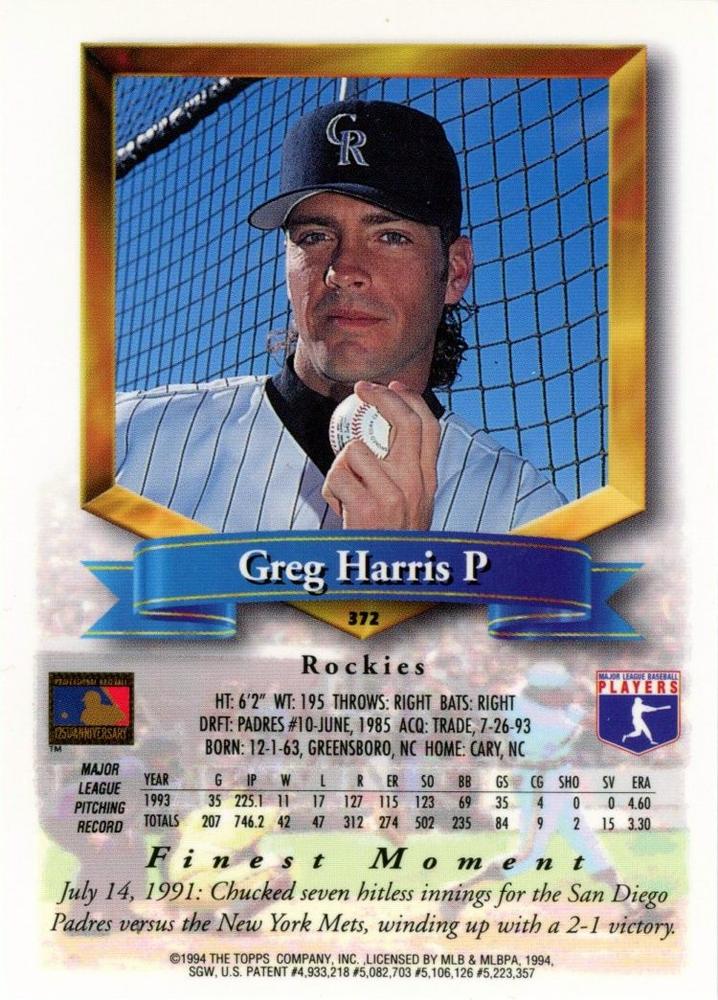 Greg Harris  baseball card collectible - Main Image 2