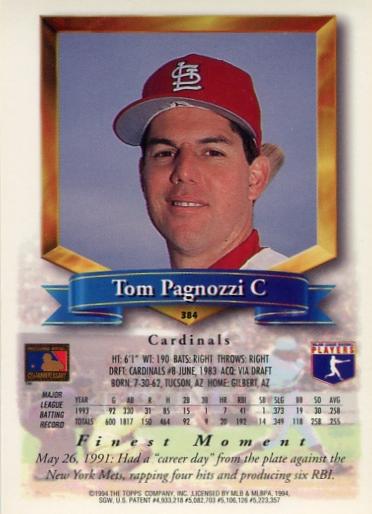 Tom Pagnozzi  baseball card collectible - Main Image 2