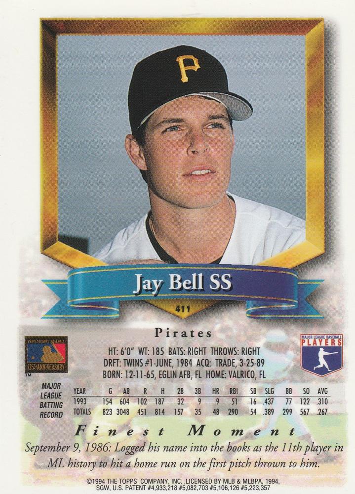 Jay Bell  baseball card collectible - Main Image 2