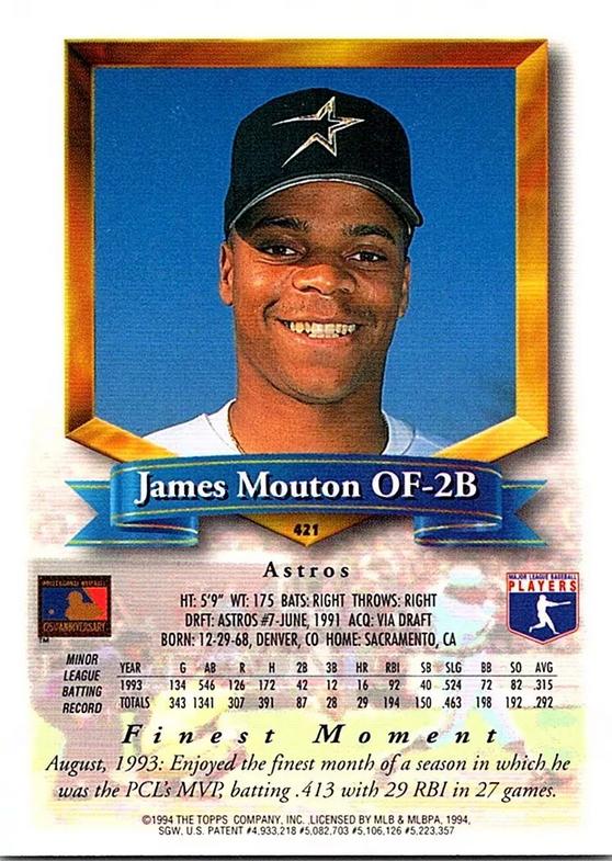 James Mouton  baseball card collectible - Main Image 2