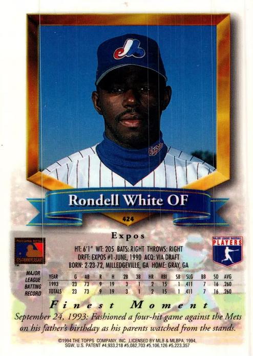 Rondell White  baseball card collectible - Main Image 2