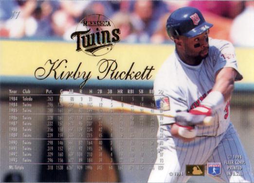 Kirby Puckett  baseball card collectible - Main Image 2