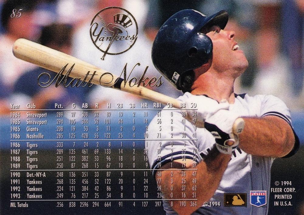 Matt Nokes  baseball card collectible - Main Image 2