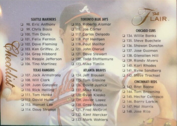 Checklist: 98-194  baseball card collectible - Main Image 3
