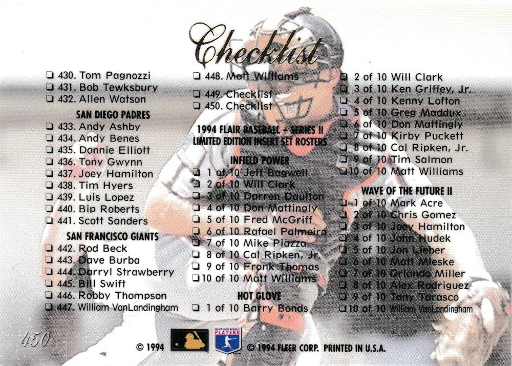 Checklist: 369-450 and Inserts  baseball card collectible - Main Image 2