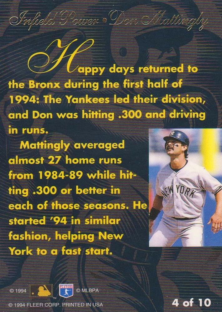 Don Mattingly  baseball card collectible - Main Image 2