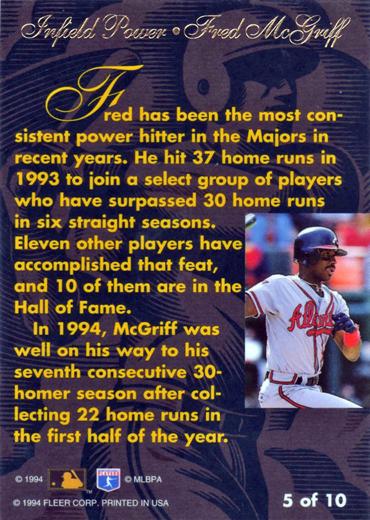 Fred McGriff  baseball card collectible - Main Image 2