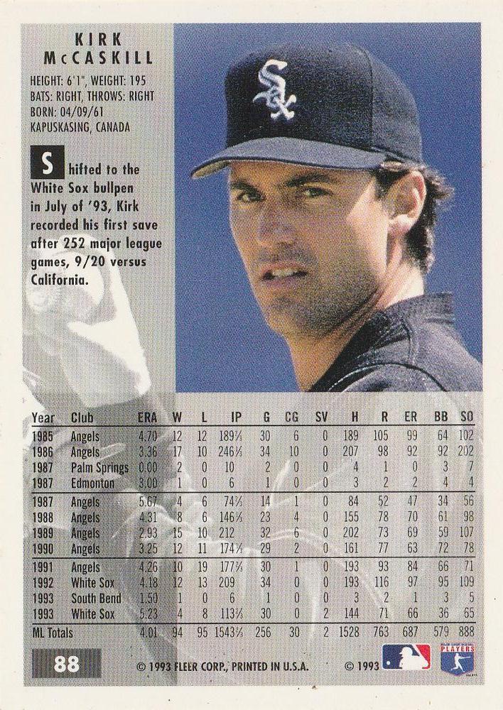 Kirk McCaskill  baseball card collectible - Main Image 2