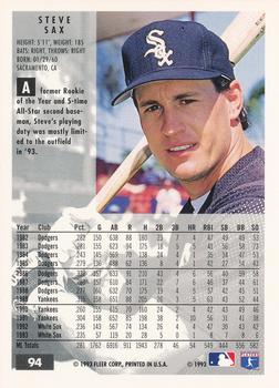 Steve Sax  baseball card collectible - Main Image 2