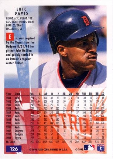 Eric Davis  baseball card collectible - Main Image 2
