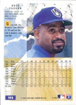 Greg Vaughn  baseball card collectible - Main Image 2