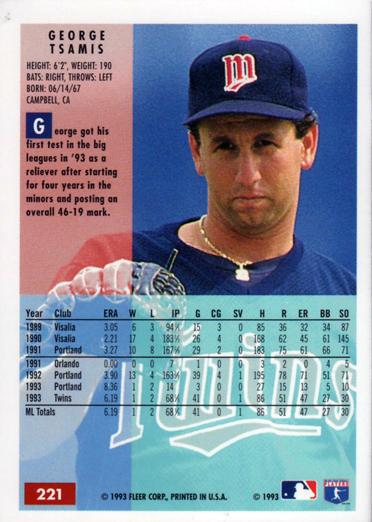 George Tsamis  baseball card collectible - Main Image 2