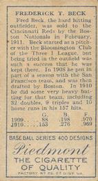 Fred Beck  baseball card collectible - Main Image 2