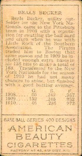 Beals Becker  baseball card collectible - Main Image 2