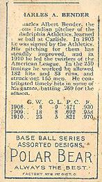 Chief Bender  baseball card collectible - Main Image 2