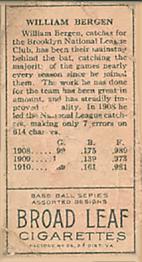 Bill Bergen  baseball card collectible - Main Image 2