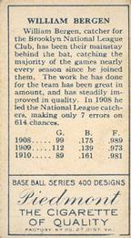 Bill Bergen  baseball card collectible - Main Image 2