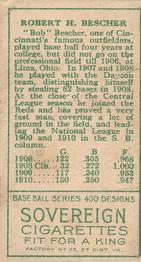 Bob Bescher  baseball card collectible - Main Image 2