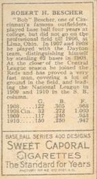 Bob Bescher  baseball card collectible - Main Image 2