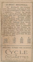 Al Bridwell  baseball card collectible - Main Image 2