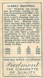 Al Bridwell  baseball card collectible - Main Image 2